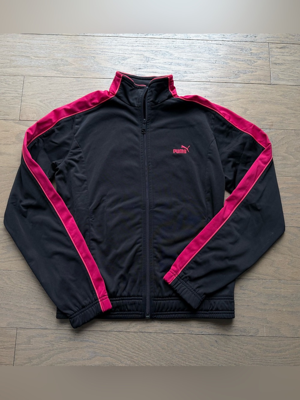 Puma Black Track Jacket with pink accents